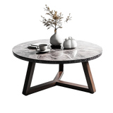 Marble Coffee Table with Wooden Legs